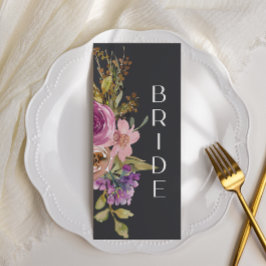 Stoljetecken för Dusty Rosa Lila Blommigt Bröllop Meny