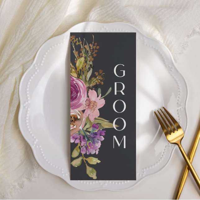 Stoljetecken för Dusty Rosa Lila Blommigt Bröllop Meny (Skapare uppladdad)