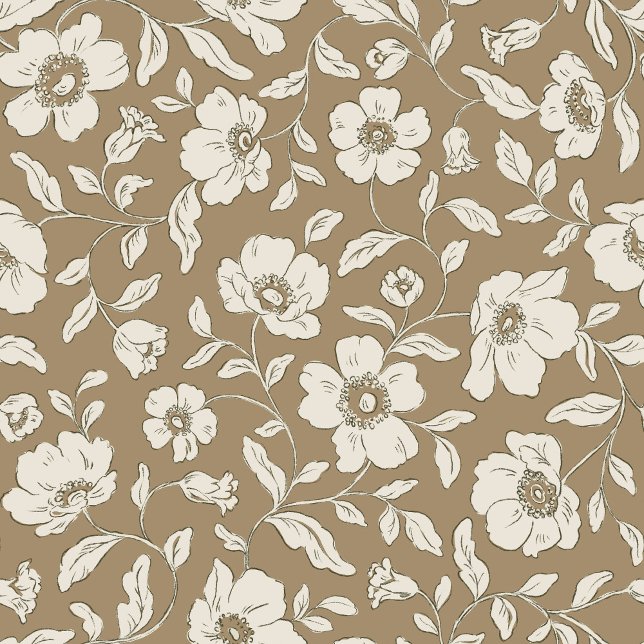 Stollig Anemones Brown Wrapping Papper Presentpapper (Skapare uppladdad)