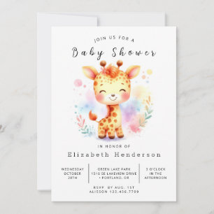 Stollig Anpassningsbar Giraffe Baby Shower Inbjudningar