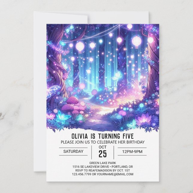 Stollig Anpassningsbar Woodland Digital Birthday Inbjudningar (Framsida)