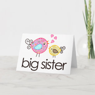Stollig Birds Big Sister T-shirt-meddelande Meddelande