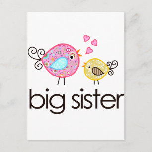 Stollig Birds Big Sister T-shirt-meddelande Meddelande Vykort