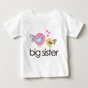 Stollig Birds Big Sister T-shirt-meddelande T Shirt