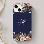 Stollig Blommigt Monogram marin<br><div class="desc">Anpassningsbar-designade Fodral-Mate iphone case med en blommigt av lustigt vatten med anpassningsbar-skript/kalligrafi-monogram. Anpassa med ditt första telefonfodral för elegant och snyggt.</div>