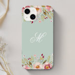 Stollig Blommigt Monogram Mint<br><div class="desc">Anpassningsbar-designade Fodral-Mate iphone case med en blommigt av lustigt vatten med anpassningsbar-skript/kalligrafi-monogram. Anpassa med ditt första telefonfodral för elegant och snyggt.</div>