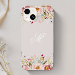 Stollig Blommigt Monogram Rosa<br><div class="desc">Anpassningsbar-designade Fodral-Mate iphone case med en blommigt av lustigt vatten med anpassningsbar-skript/kalligrafi-monogram. Anpassa med ditt första telefonfodral för elegant och snyggt.</div>