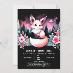 Stollig Boho Fox Birthday digital Inbjudningar