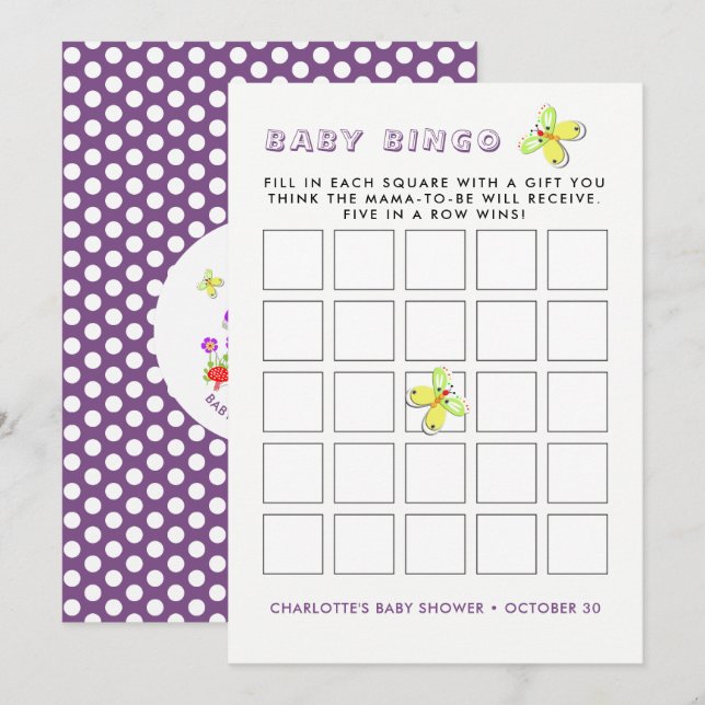 Stollig Bunny Rabbit Baby Shower Bingo Game Inbjudningar (Fram/baksida)
