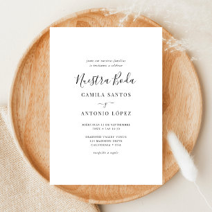 Stollig Caligrafía Nuestra Boda Spanska Bröllop Inbjudningar