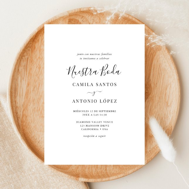 Stollig Caligrafía Nuestra Boda | Spanska Bröllop Inbjudningar (Skapare uppladdad)