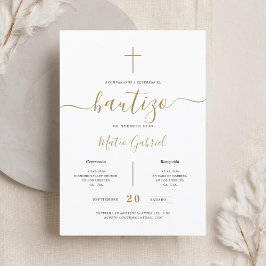 Stollig Calligraphy Invación De Bautizo Guld Inbjudningar