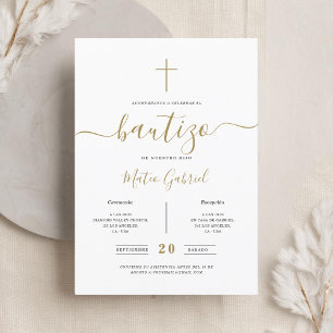 Stollig Calligraphy Invación De Bautizo Guld Inbjudningar