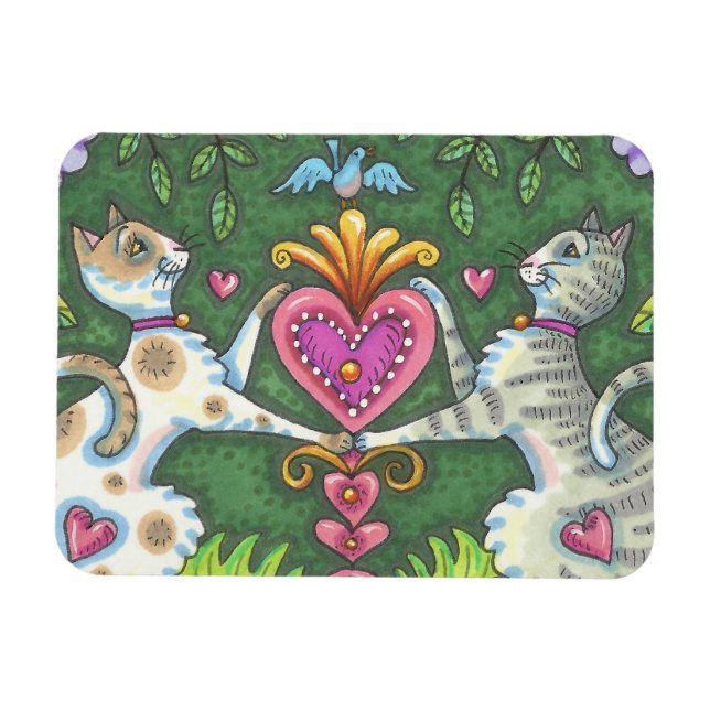 STOLLIG CATS OCH BLUEBIRD VALENTINE MAGNET (Horisontell)