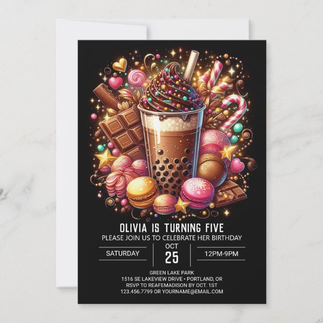 Stollig Chocolate Candyland Digital Birthday Inbjudningar (Framsida)