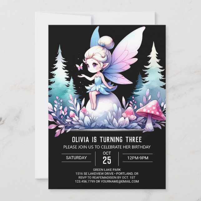 Stollig Cute Fairy Birthday Inbjudningar (Framsida)