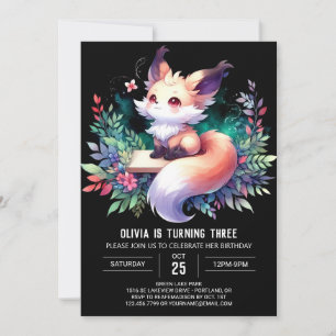 Stollig Cute Fox Birthday digital Inbjudningar