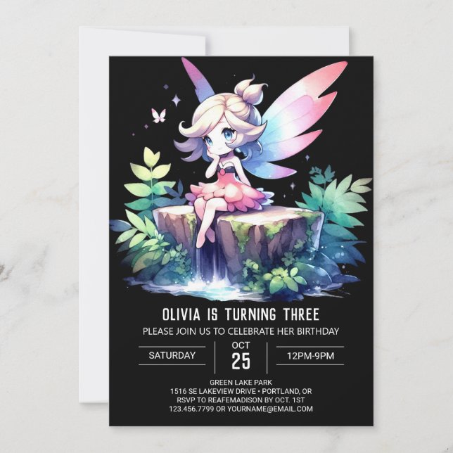 Stollig Design Fairy Birthday Inbjudningar (Framsida)