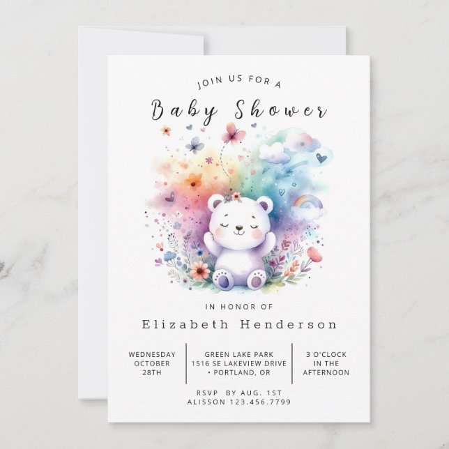 Stollig Digital Bear Baby Shower Inbjudningar (Framsida)