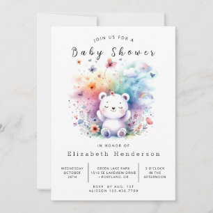 Stollig Digital Bear Baby Shower Inbjudningar