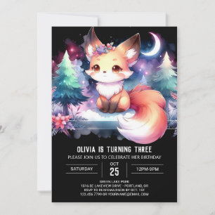 Stollig Digital Fox Birthday Inbjudningar