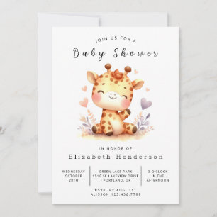 Stollig Digital Giraffe Baby Shower Inbjudningar