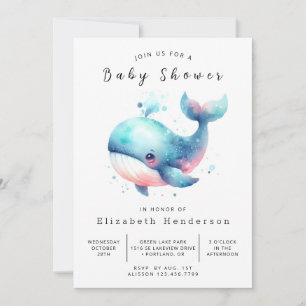 Stollig Digital Whale Baby Shower Inbjudningar