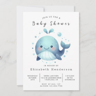 Stollig Digital Whale Baby Shower Inbjudningar