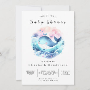 Stollig Digital Whale Baby Shower Inbjudningar