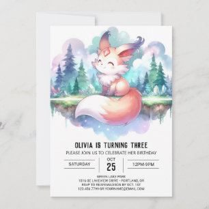Stollig Dreamy Fox Birthday digital Inbjudningar