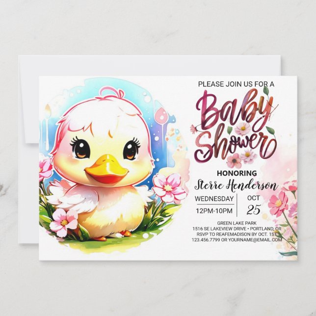 Stollig Duckling Baby Shower Inbjudningar (Framsida)