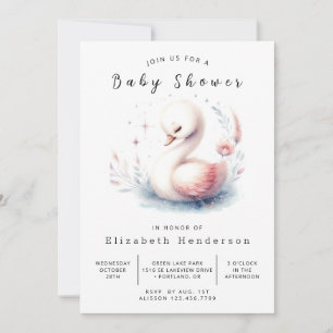 Stollig Editable Svan Baby Shower Inbjudningar