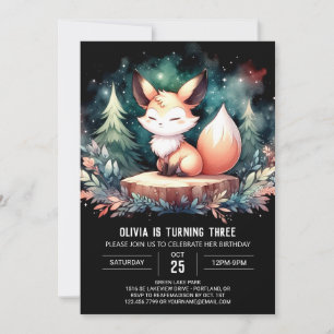 Stollig Elegant Fox Birthday digital Inbjudningar