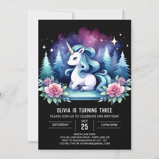Stollig Elegant Horse Birthday Inbjudningar (Framsida)