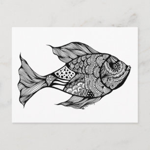 Stollig Fish Doodle Art Vykort