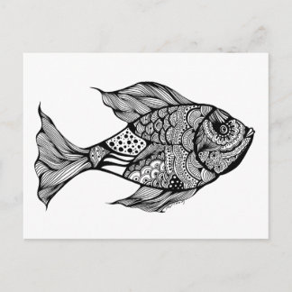 Stollig Fish Doodle Art Vykort