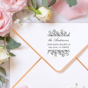 Stollig Flowers Löv Family Namn Returadress Självfärgande Stämpel