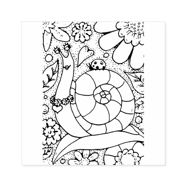 STOLLIG GARDEN SNIGEL & LADYBUG, KRYP BLOMSTERTRÄD STÄMPEL (Tryck)