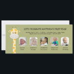 Stollig Giraffe Pojke, första födelsedag Inbjudningar<br><div class="desc">Här är ett första kreativ med Stollig Giraffe i Sage Grönt. Ha roligt med dina foton och bildtexter för var och en! Om du har några designfrågor eller vill ha en ändring i färg, skicka e-post till paula@labellarue.com INNAN DU ANPASSAR ELLER STÄLLE EN ORDER så att du kan skapa en...</div>