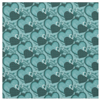 Stollig Hearts Fabric-Two Tone Teal Tyg