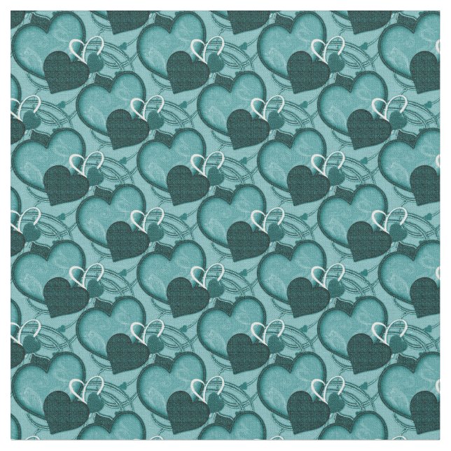 Stollig Hearts Fabric-Two Tone Teal Tyg (Närbild)