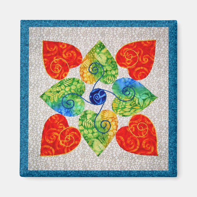 Stollig Hearts Quilt - block nr 1 Magnet (Framsidan)