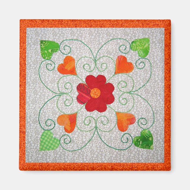 Stollig Hearts Quilt - block nr 2 Magnet (Framsidan)