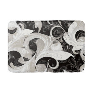 Stollig i Black and Cream Baroque Swirls Badrumsmatta