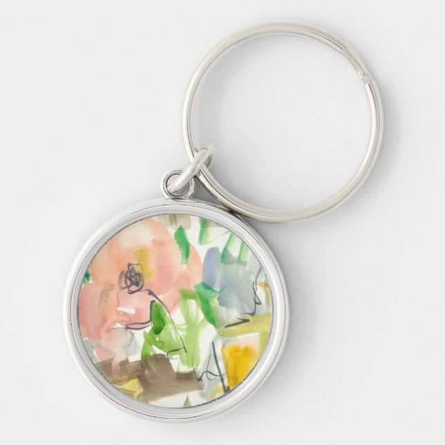 Stollig i Garden II Rund Silverfärgad Nyckelring (Framsidan)