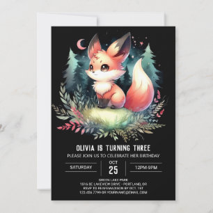 Stollig Kids Fox Birthday digital Inbjudningar