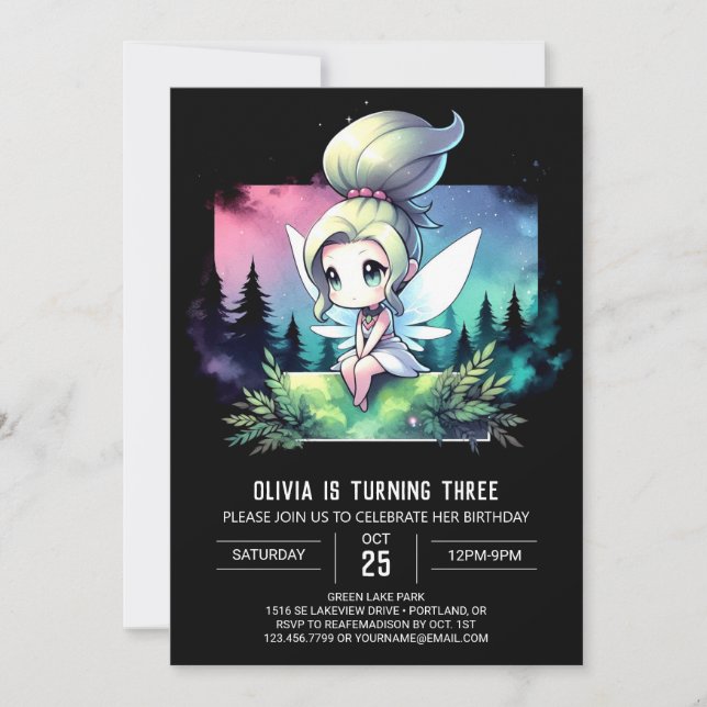 Stollig Little Fairy Birthday Inbjudningar (Framsida)