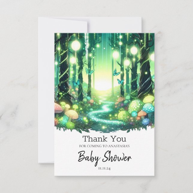 Stollig Magic Enchanted Forest Baby Shower Tack Kort (Framsida)