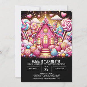 Stollig Majestic Candyland Digital Birthday Inbjudningar