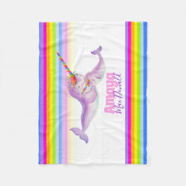 Stollig narwhal-regnbåge namn färgad fleecefilt